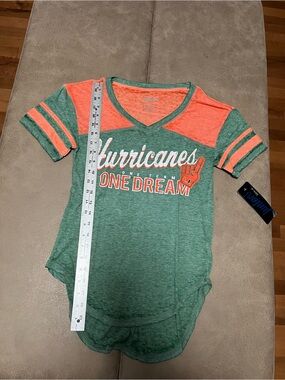 Youth Hurricanes One Dream V-Neck Tee - Green & Coral women’s shirt Xs